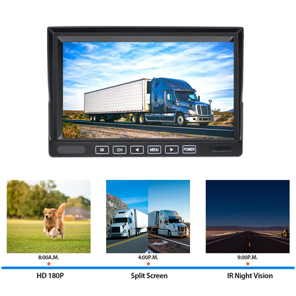 7" Wired Rear View Monitor +2 Reversing Camera Kit Caravan Bus Truck 12V 24V