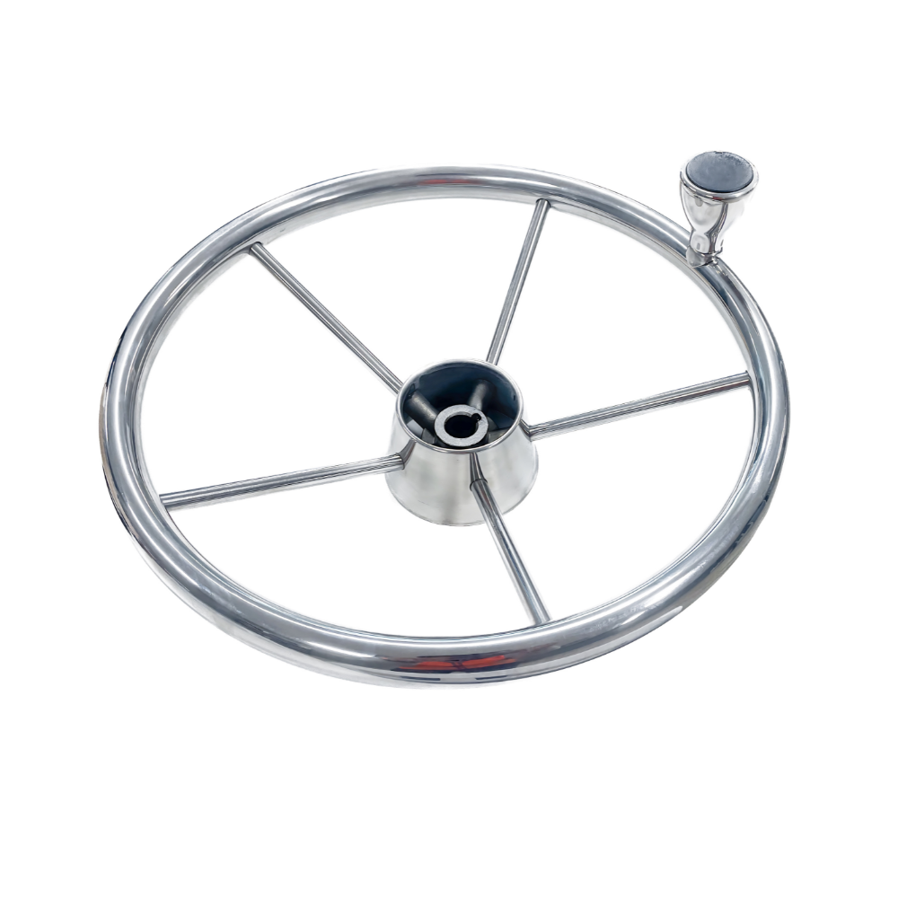 Boat Marine Steering Wheel Stainless 5 Spoke 25 Degree With Knob 13.5" Steering