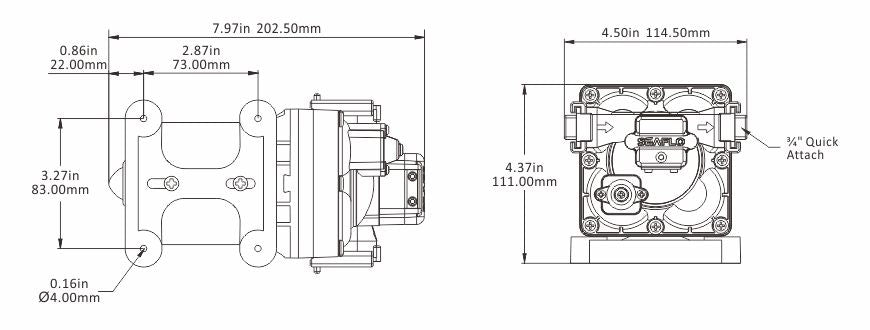 SEAFLO 43 Series DC Diaphragm Pump 12V 3.0-11.3LPM 17-60PSI