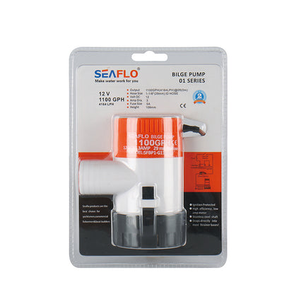 SEAFLO 1100GPH Boat Bilge Pump Kit 12V | Premium Hose, Skin Fittings & Clamp