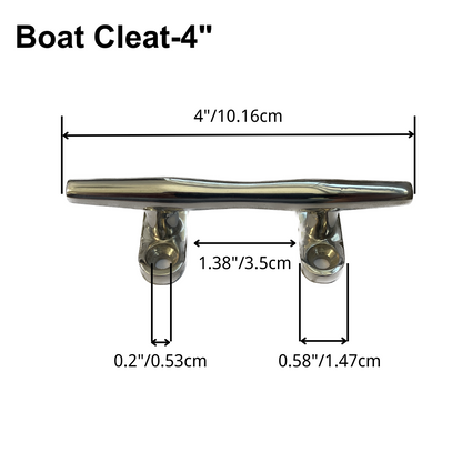 4" 6" 8" 316 Stainless Steel Marine Slimline Bar Rope Cleat for Deck, Boat, or Yacht